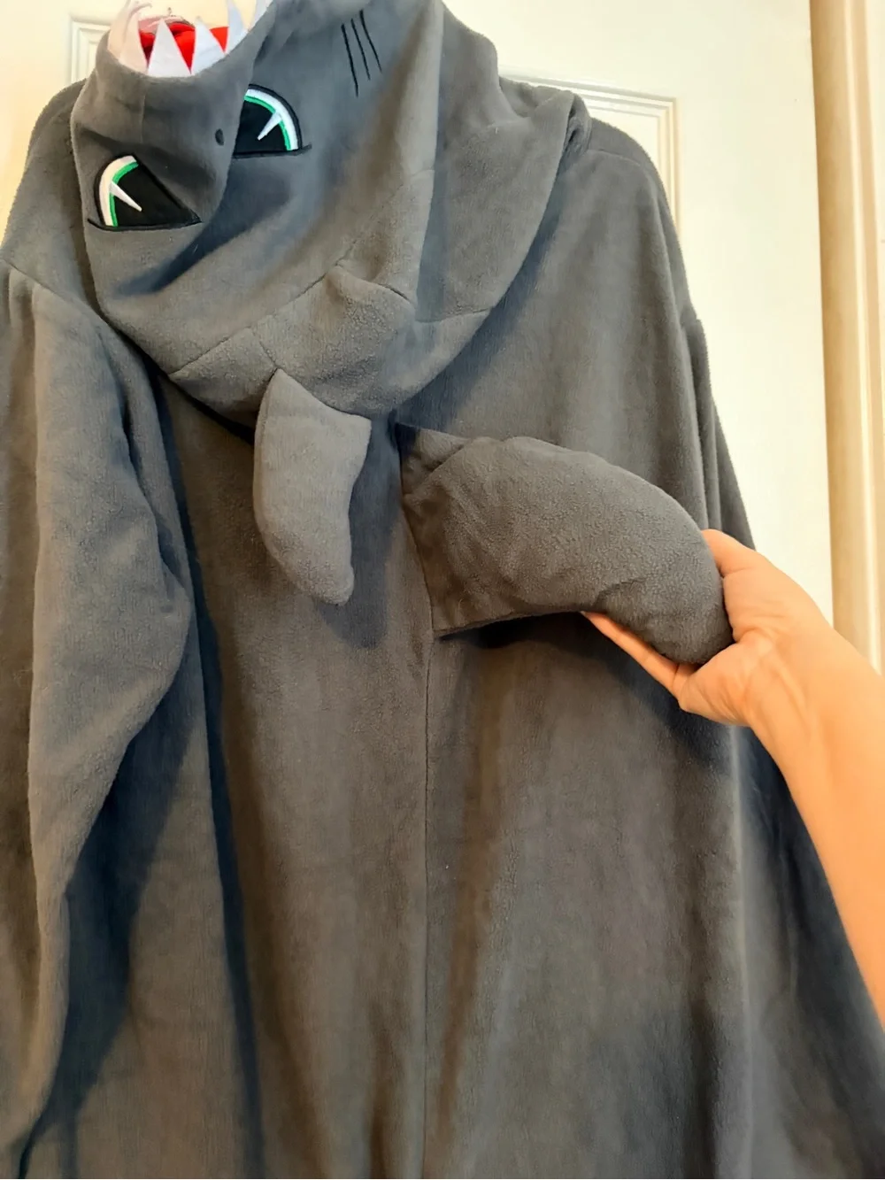 Adult/teen Gray & White Shark Hooded Costume Onesie-SIZE M